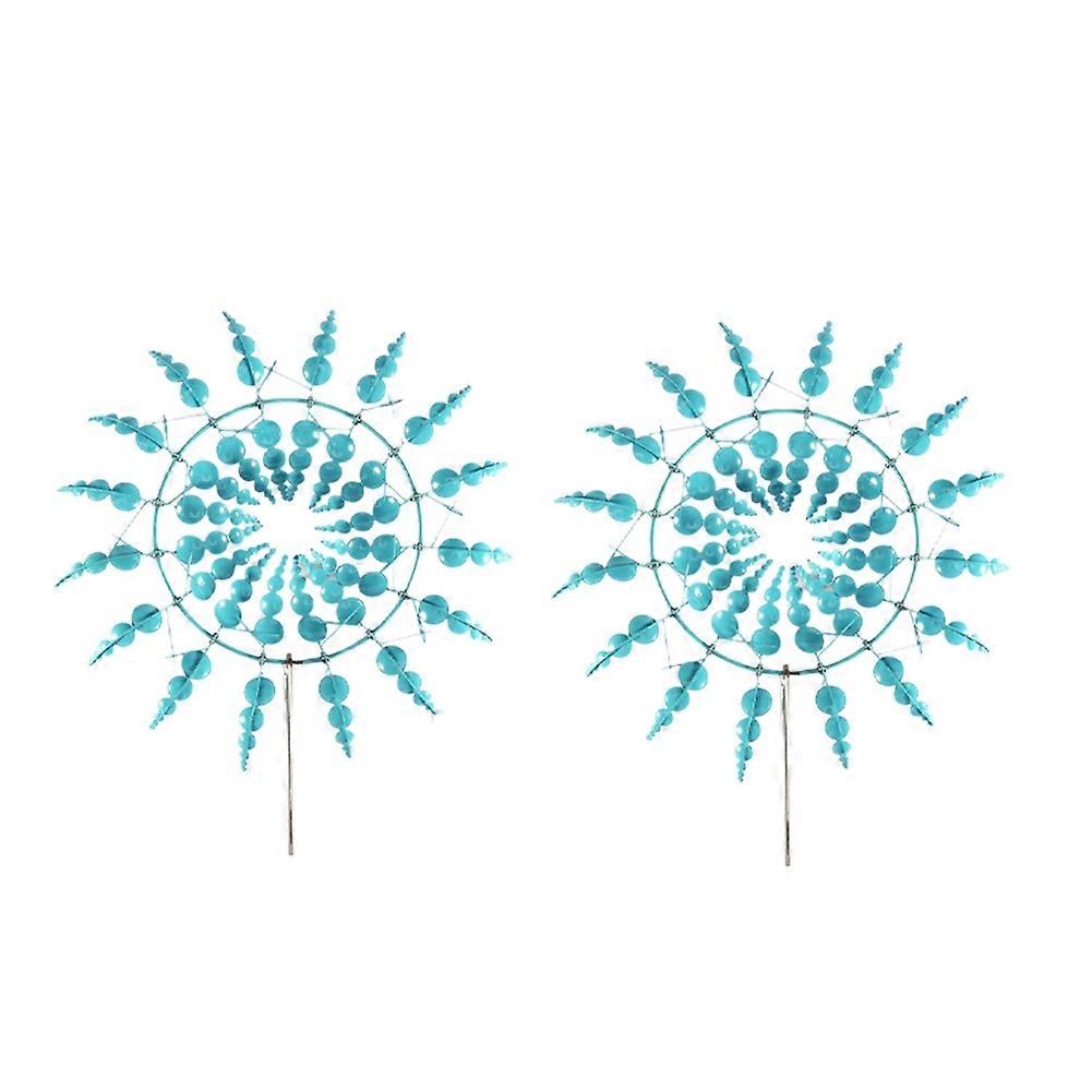 Magische Blaue Kinetische Windmühle Aus Metall, Ideal Für Hof Und Garten.
