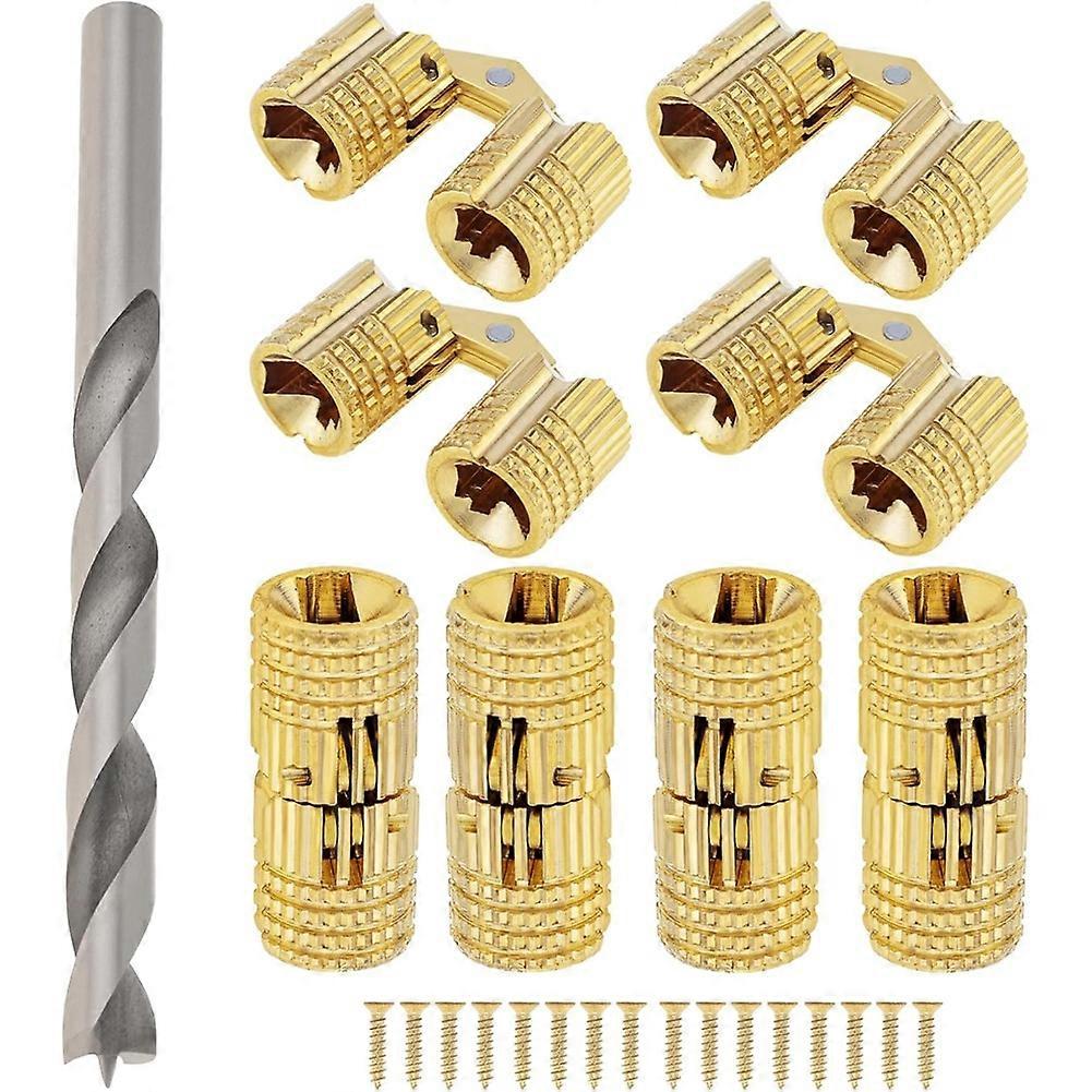 Set Mit 8 Unsichtbaren Messingscharnieren (8 Mm) Inklusive 8-mm-bohrer, 180° Öffnungswinkel Für Schmuckkästchen Aus Holz (diy, Bastelarbeiten).