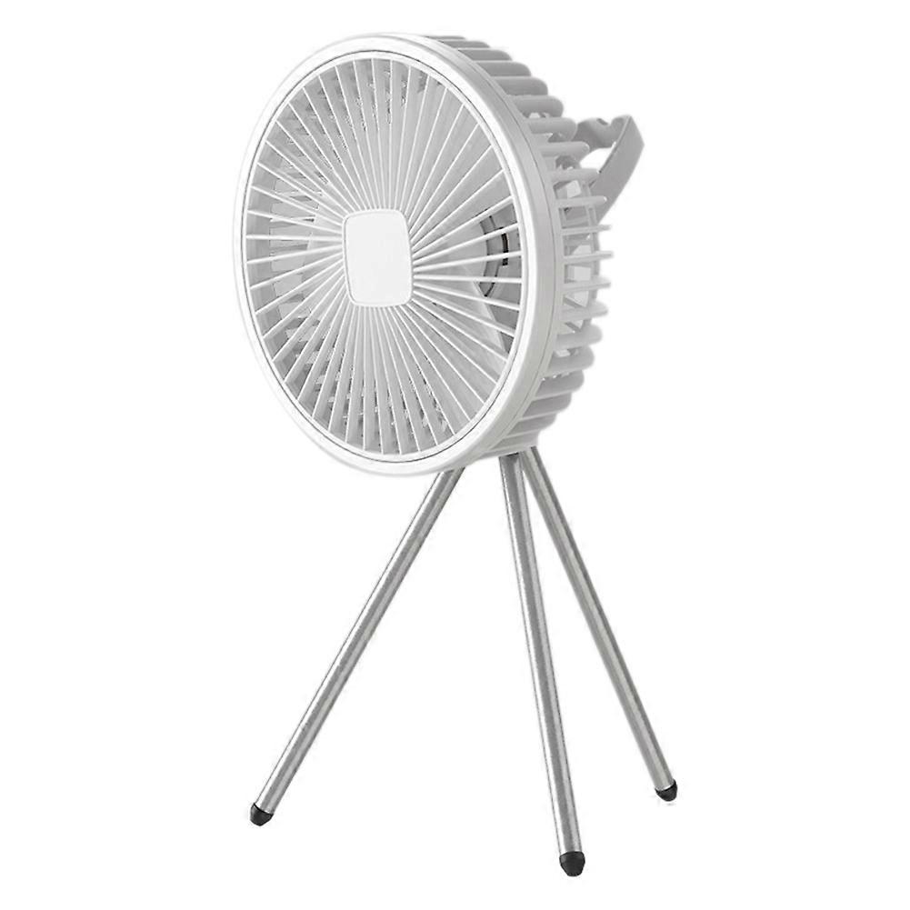 Wiederaufladbarer Campingventilator Mit 10.000 Mah Kapazität, Tragbar, Für Den Schreibtisch, Kabellos, Mit Stativ Und Ständer (weiß).