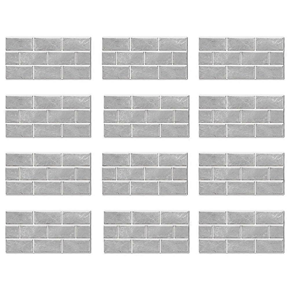 Selbstklebende Wandfliesen, 12 Stück, Weiße Marmoroptik, Pvc, Grau, Für Die Küche, 30 X 15 Cm