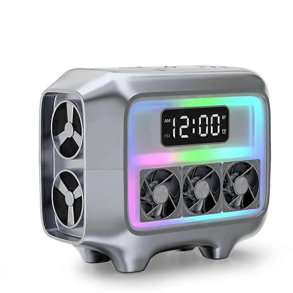 Stereo-bluetooth-lautsprecher Mit Kabellosem Ladegerät, Led-licht Und Wecker, Schnellladestation Für Smartphones B
