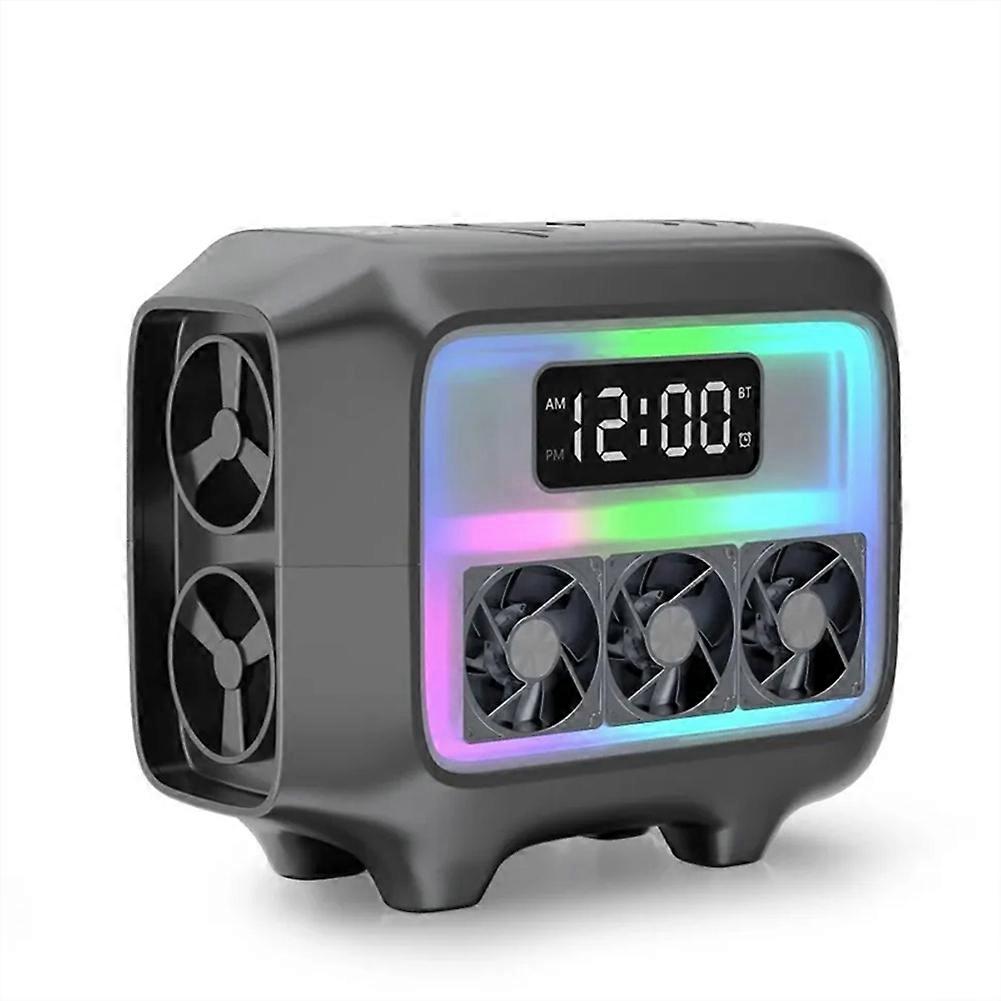Stereo-bluetooth-lautsprecher Mit Kabellosem Ladegerät, Led-licht Und Wecker, Schnellladestation Für Smartphones C