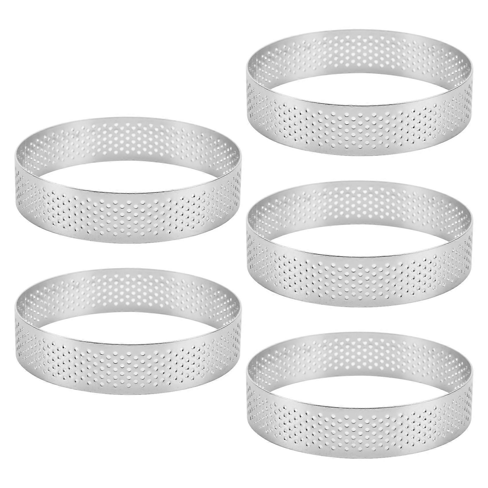 Set Aus 5 Perforierten Törtchenringen Aus Edelstahl, Formen Für Törtchen, Quiches, Kuchen Und Mousses, 9 Cm Durchmesser.