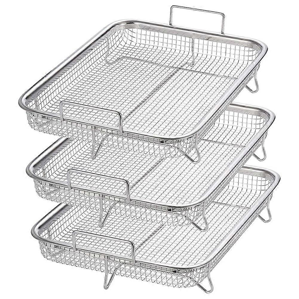 Set Aus 3 Airfryer-körben Aus Edelstahl Mit Antihaftbeschichtung.