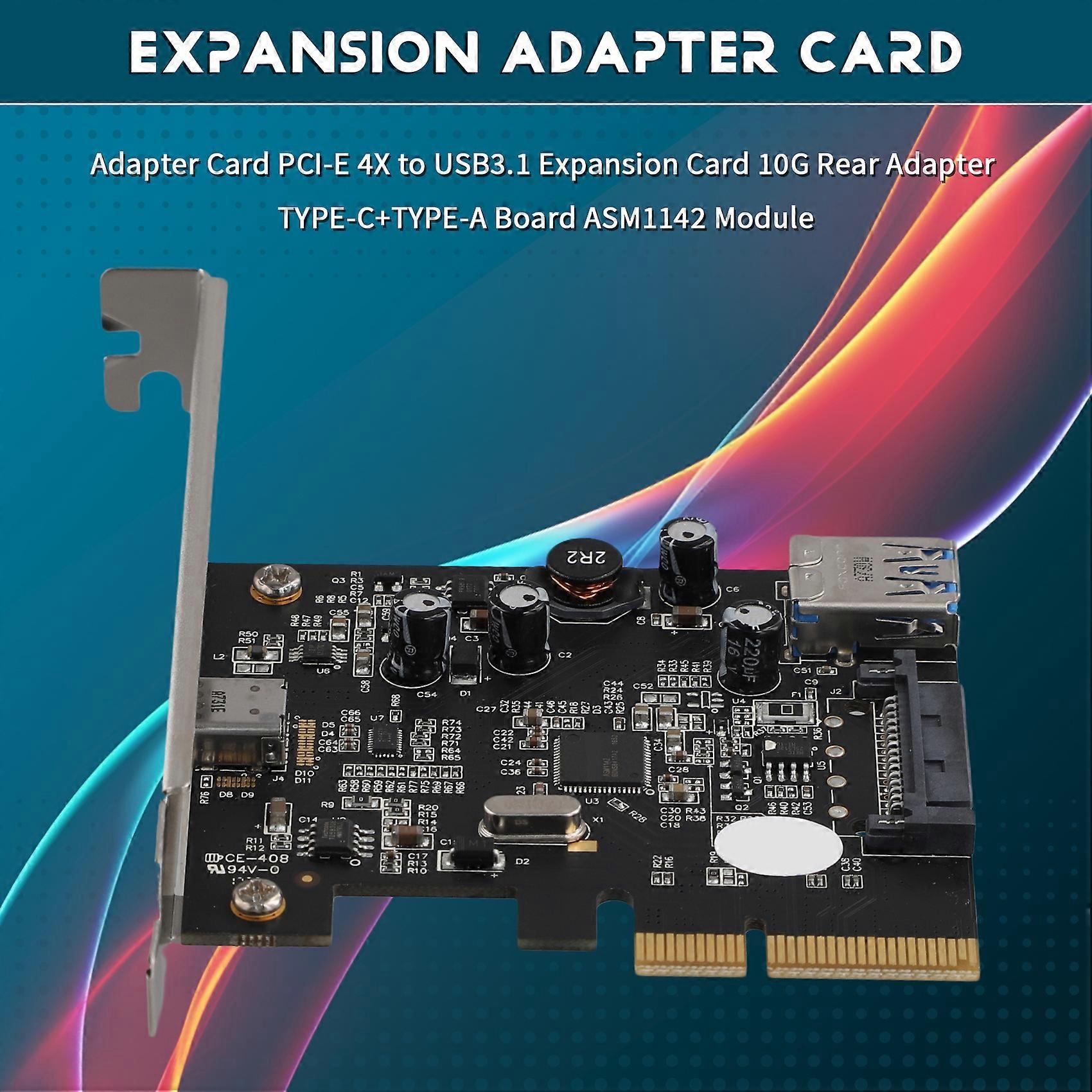 Pci-e 4x Auf Usb 3.1 Adapterkarte, 10g Erweiterungskarte, Rückseitiger Typ-c + Typ-a Adapter, Asm1142 Modul