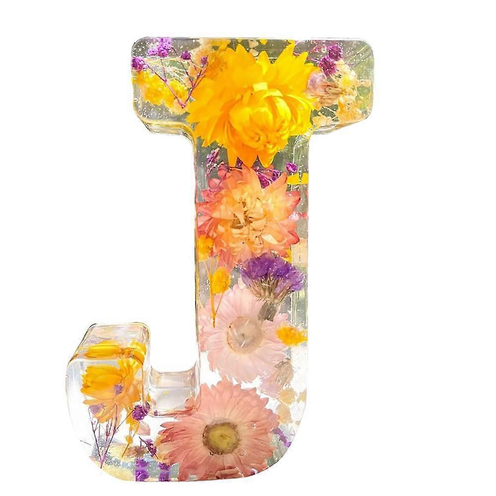 Kreative Florale Nachtleuchte In Buchstabenform, Mit Trockenblumen, Led-beleuchtung, Ambientelicht, Harzlampe, Tischdekoration Für Partys, Beleuchtung J