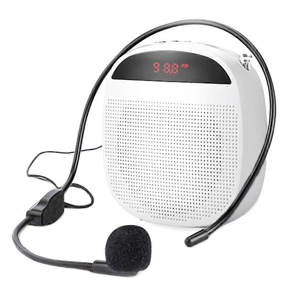 Kabelgebundener Tragbarer Sprachverstärker Mit Lautsprecher, Fm-radio Und Headset-mikrofon Für Lehrer (weiß).