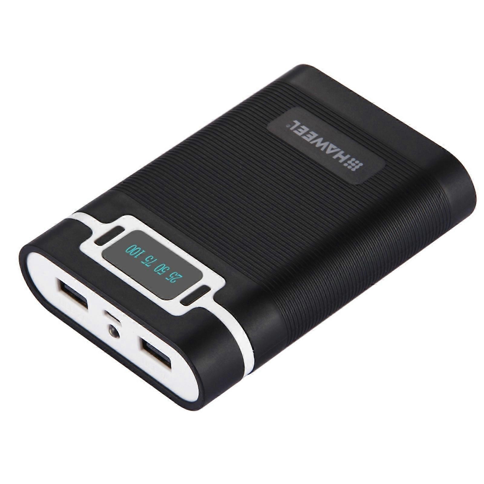 Haweel Diy 4x 18650 Externes Akkugehäuse (akkus Nicht Enthalten), 10.000 Mah, Mit 2 Usb-anschlüssen Und Display Für Smartphones - A