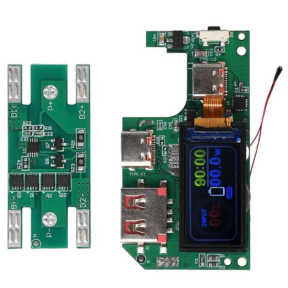 Pd Qc Schnelllade-mainboard Mit Externem Akku Und 0,96"-bildschirm, 2s 45w/3s 65w Li-ionen-akkuschutz, Diy-netzteilmodul A