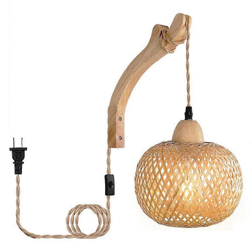 Retro-nachttischlampe Aus Japanischem Bambus Im Restaurantstil, Rattan, Stimmungsvolles Licht Fürs Schlafzimmer, Us-stecker A