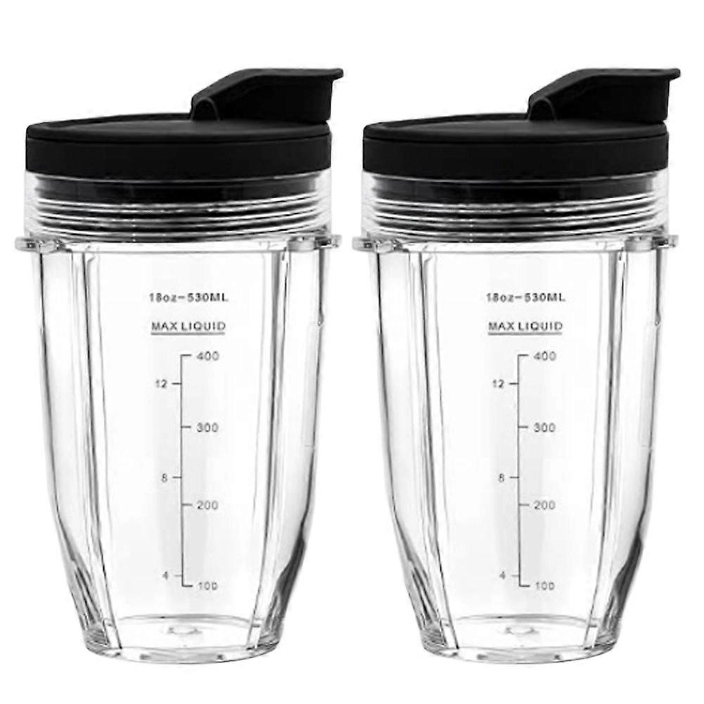 Ersatzbecher 532 Ml (18 Oz) Mit Ausgießdeckeln Für Nutri Ninja Auto Iq Bl450, Bl456 Und Bl480 Serienmixer (2 Stück)