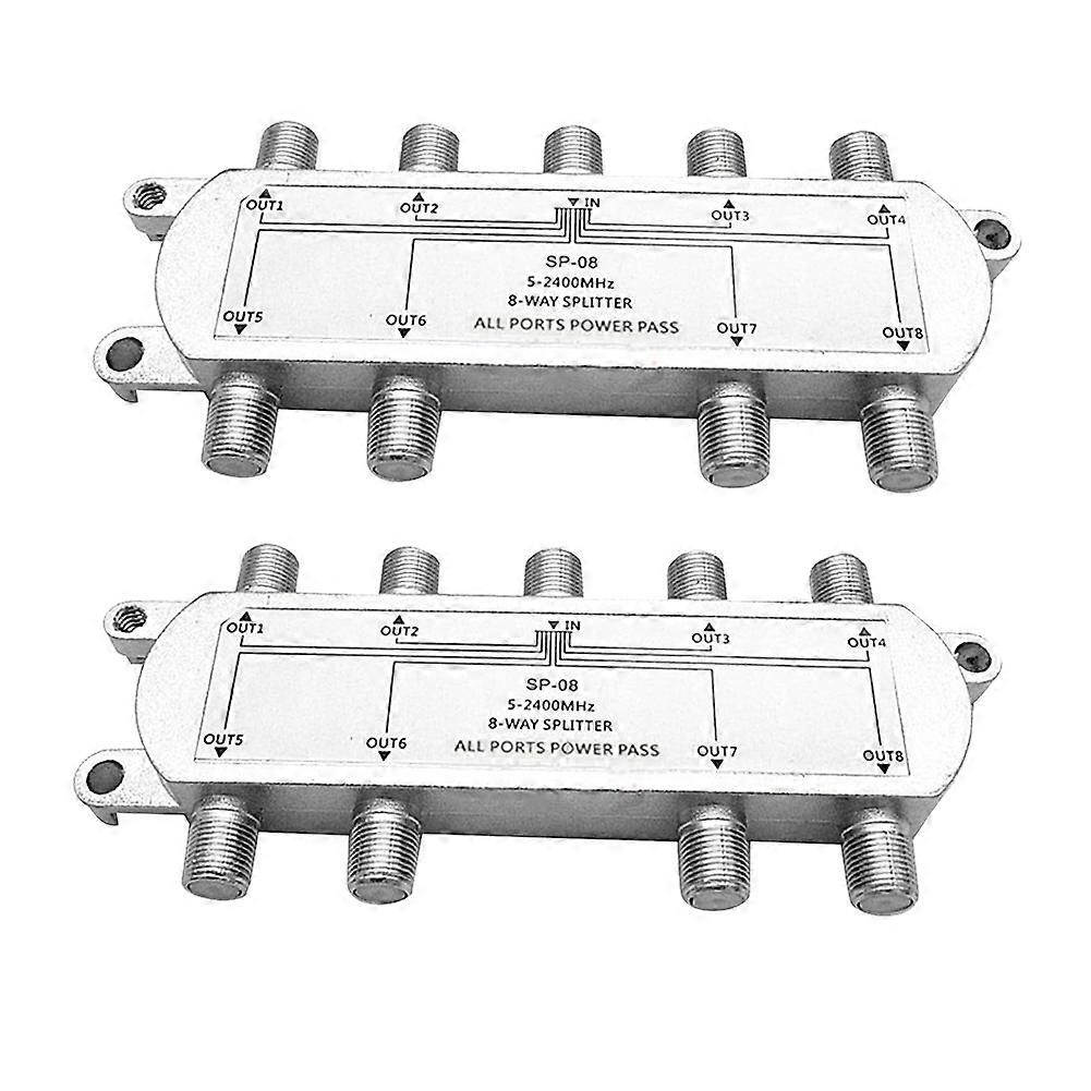 8-fach Satelliten-koaxialverteiler 5-2400 Mhz, F-stecker, Kompatibel Mit Analogem/digitalem Fernsehen Und Internet.