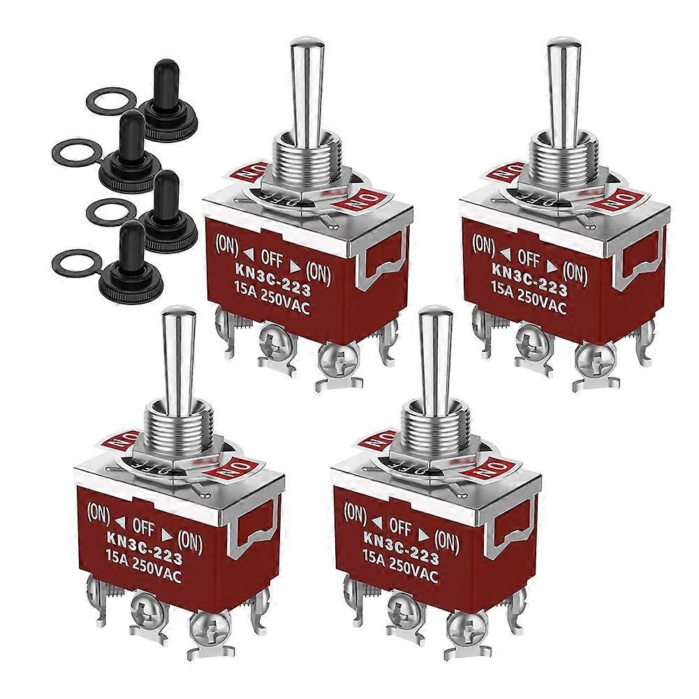 Packung Mit 4 Malicele Dpdt 6-poligen Momentan-kippschaltern (ein)-aus-(ein), Wasserdicht, 30 A 12 V Dc, 15 A 250 V Ac, Für Maritime Anwendungen.