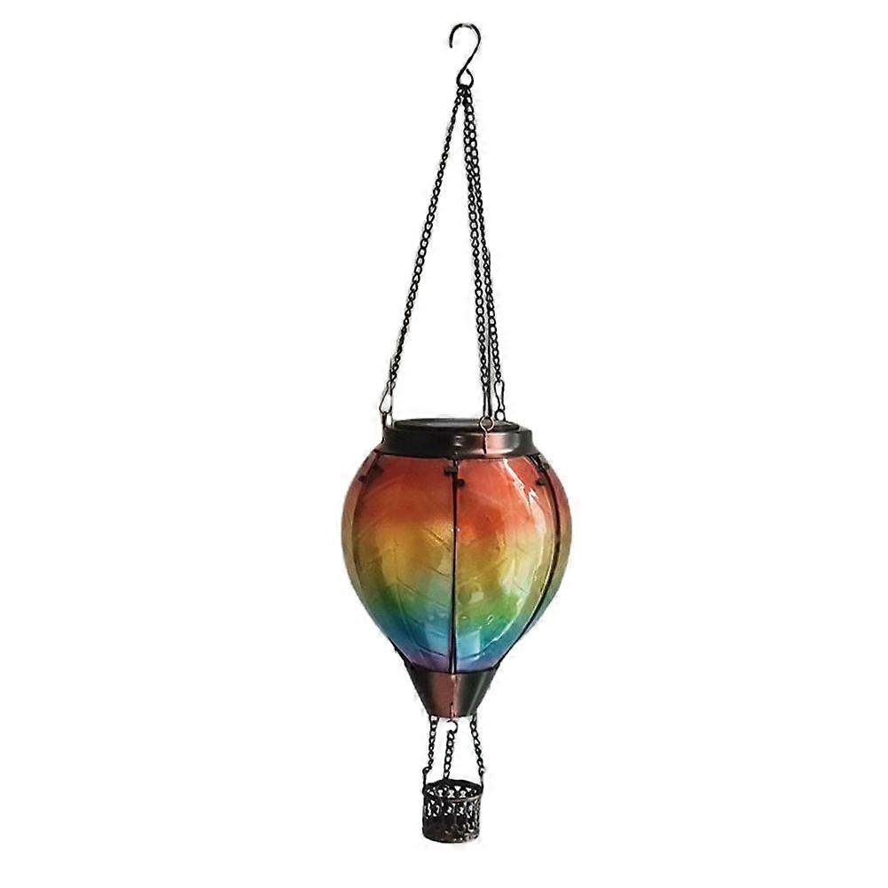 Solar-außenlaterne In Form Eines Heißluftballons Mit Kerzenhalter Zur Gartendekoration, Hängende Solar-außenlampe