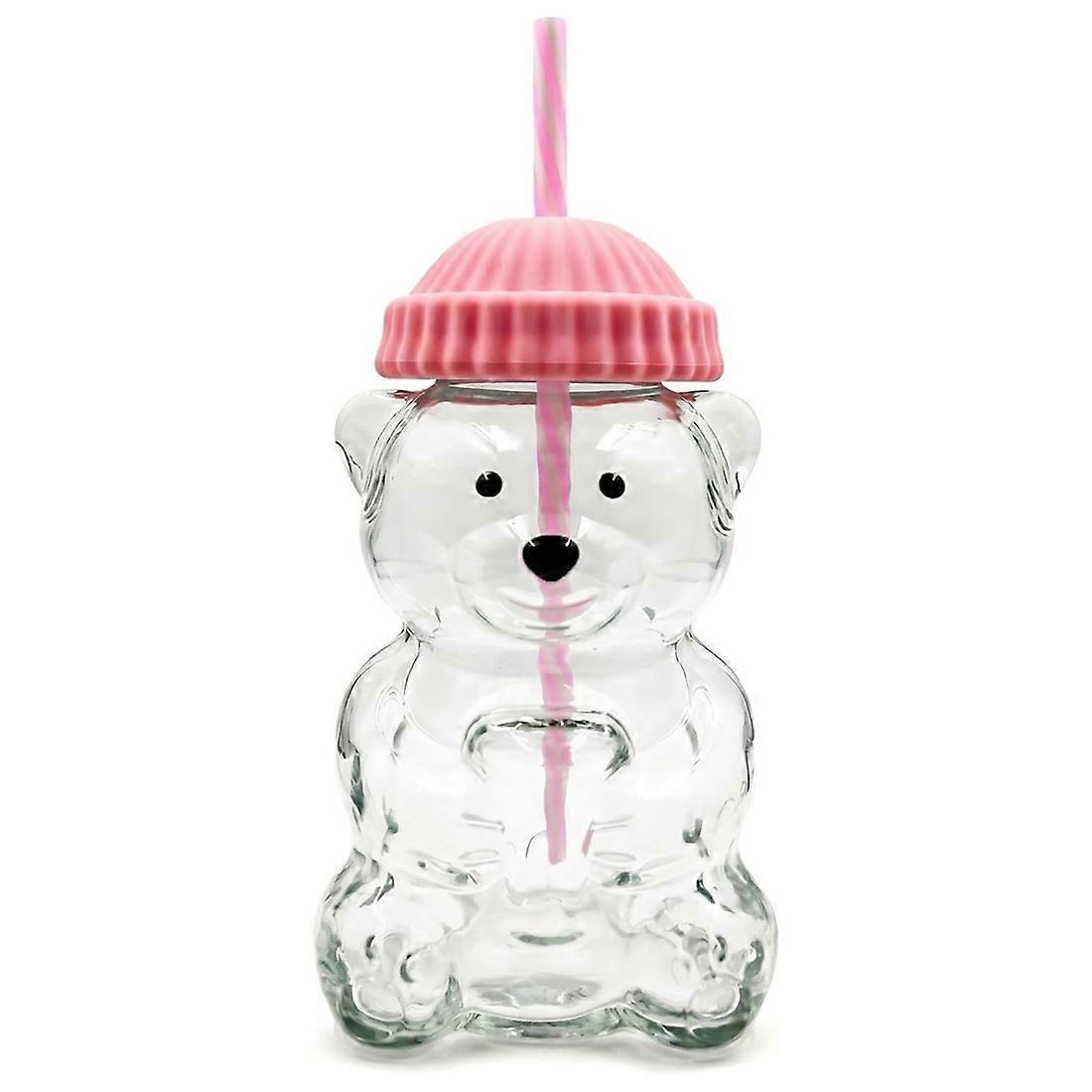 Bären-glasbecher Mit Strohhalm, 500 Ml, Wiederverwendbar, Mit Deckel, Ideal Für Eiskaffee, Milchtee Und Cocktails.