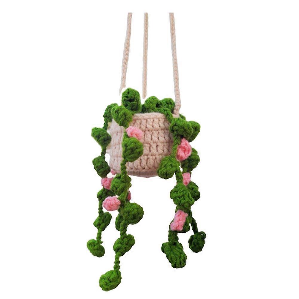 Rückspiegelanhänger, Niedliche Topfpflanzen, Häkelarbeiten, Auto-rückspiegel, Handgestrickte Hängepflanzenornamente, Autozubehör A