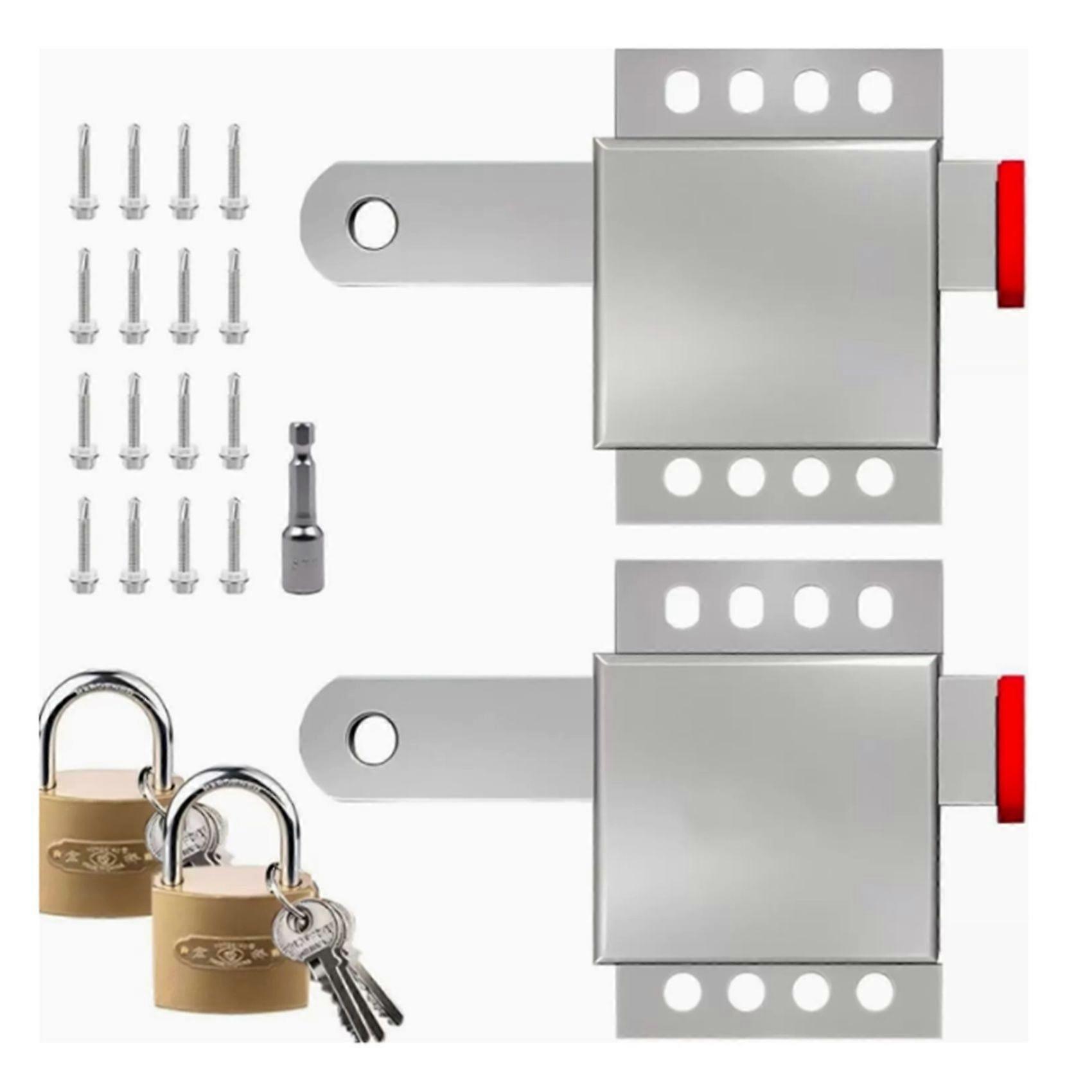 Set Mit 2 Garagentorschlössern Mit Selbstschneidenden Schrauben, Robustes Innenschloss Für Die Meisten Garagentore.