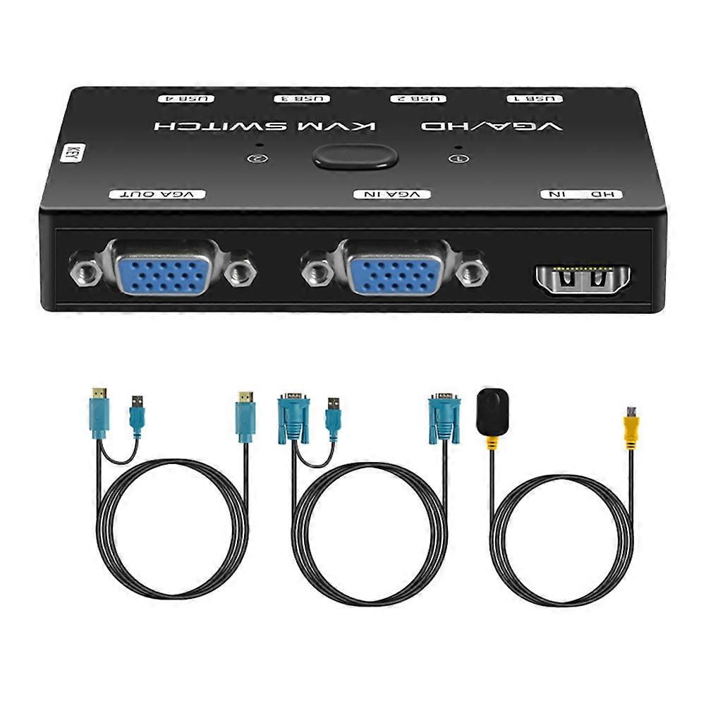 Vga+hdmi 1080p Kvm-switch Mit Usb 2.0-anschluss Für 2 Hosts Zur Gemeinsamen Nutzung Von Maus, Tastatur Und Monitor