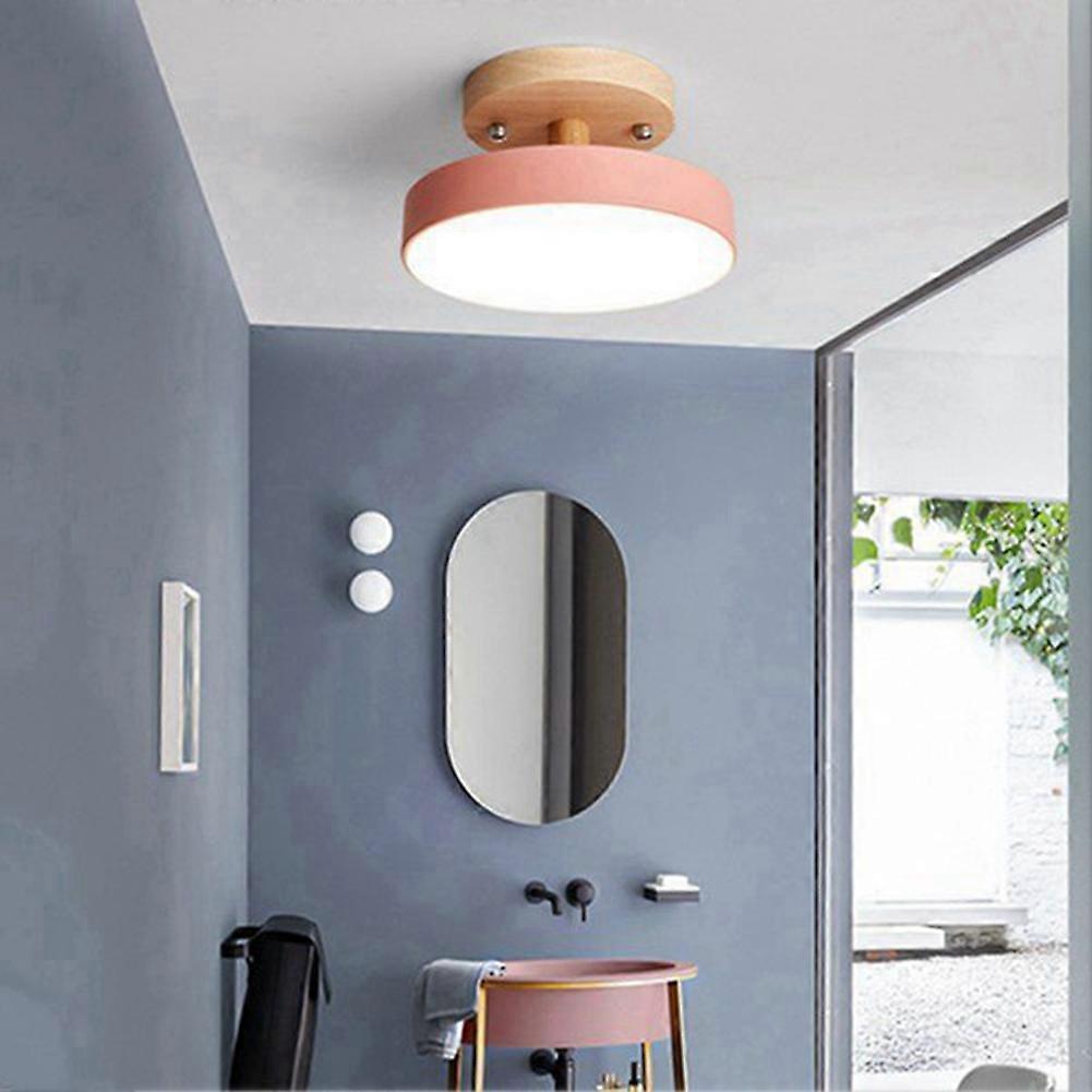 Moderne Rosa Led-deckenleuchte Im Skandinavischen Stil, Hölzerne Innenleuchte Für Küche, Wohnzimmer, Schlafzimmer Oder Badezimmer.