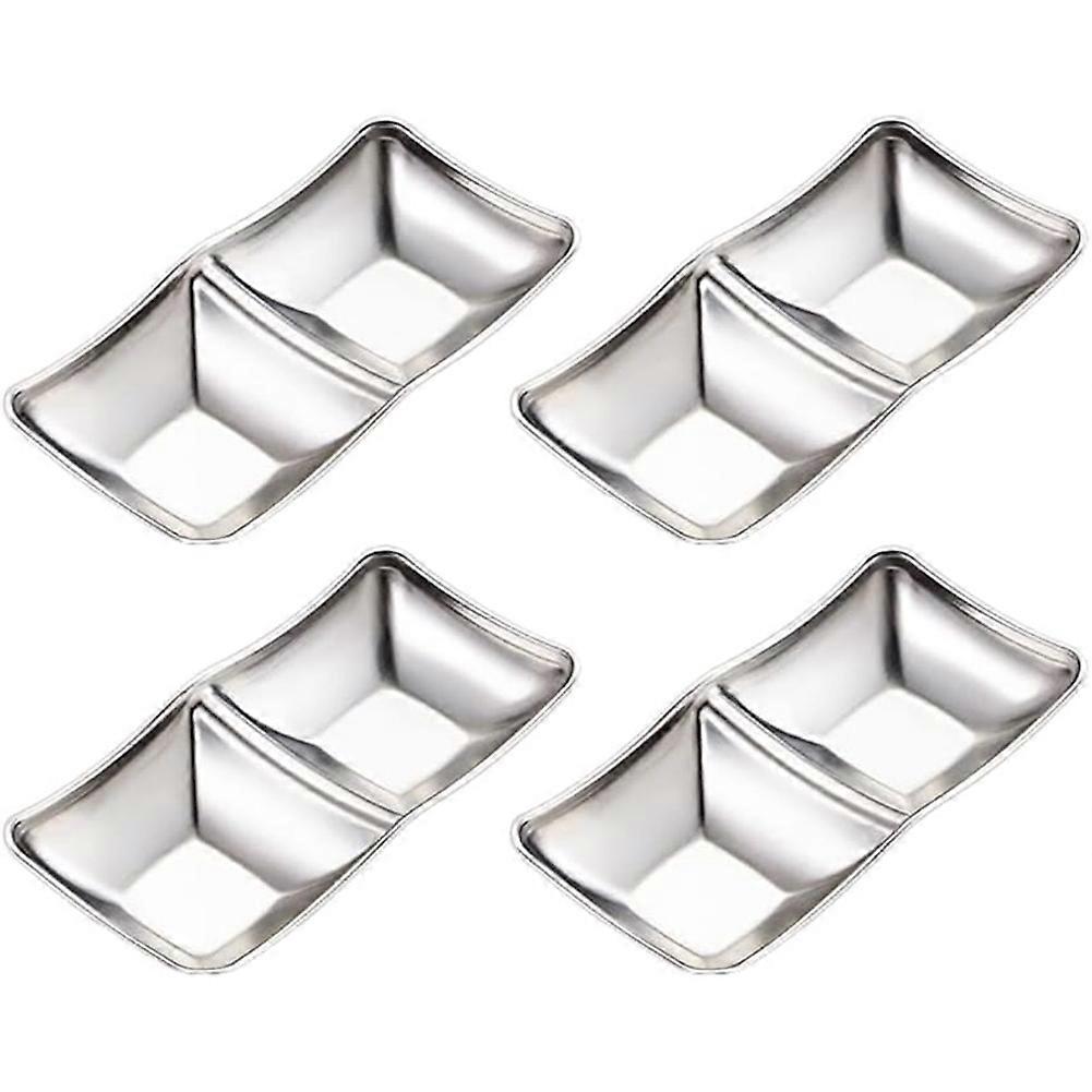 Set Aus 4 Edelstahl-saucenschalen, Gewürzschalen, 2-teiligen Sojasaucenschalen Für Sushi, Geeignet Für Die Heimische Küche
