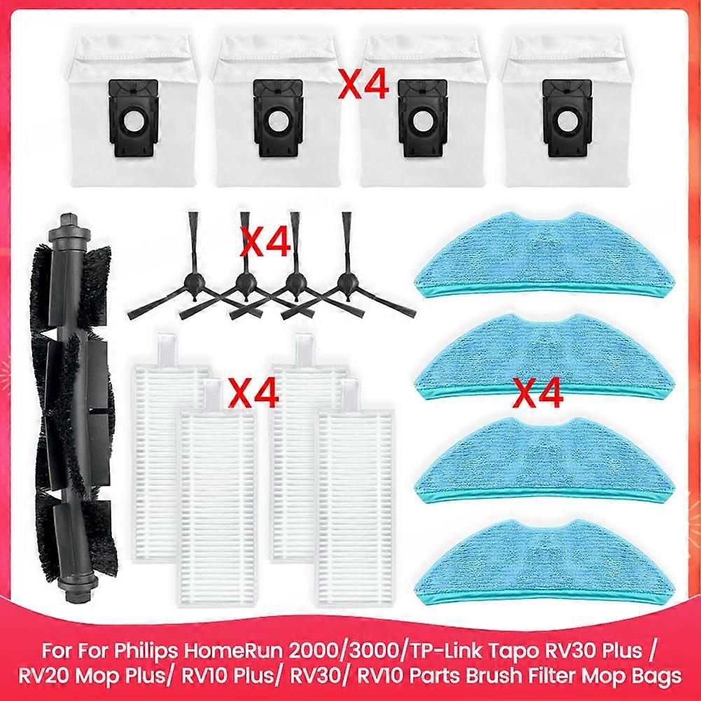 Kompatibel Mit Philips Homerun 2000/3000 Und Tp-link Tapo Rv30 Plus/rv20 Mop Plus/rv10 Plus/rv30/rv10 Wischmopps: Ersatzteile, Bürste, Filter Und Beutel.