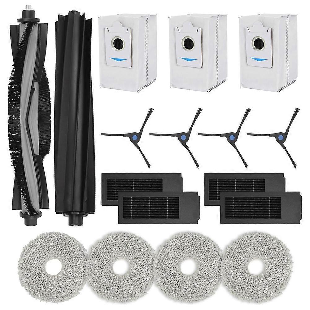 Zubehörset Für Den Ecovacs Deebot X2 Omni Saugroboter: Ersatzteile, Hauptgummibürste, Filter, Wischmopps Und Staubbeutel.
