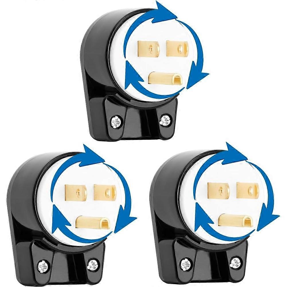 Set Aus 3 Nema 5-15p 90°-steckern (usa/kanada-standard), Etl-zertifiziert, 15 A, 125 V, Wiederanschließbar, Amerikanischer Stecker.