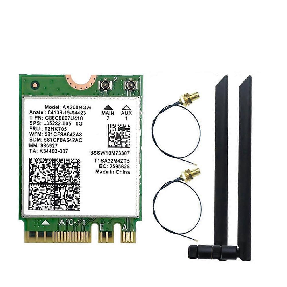 Ax200ngw Wlan-netzwerkkarte Mit Wifi 6 + 8 Dbi Antenne (2,4 Ghz/5 Ghz), Bluetooth 5.2 (2974 Mbit/s), Kompatibel Mit Windows 10/11