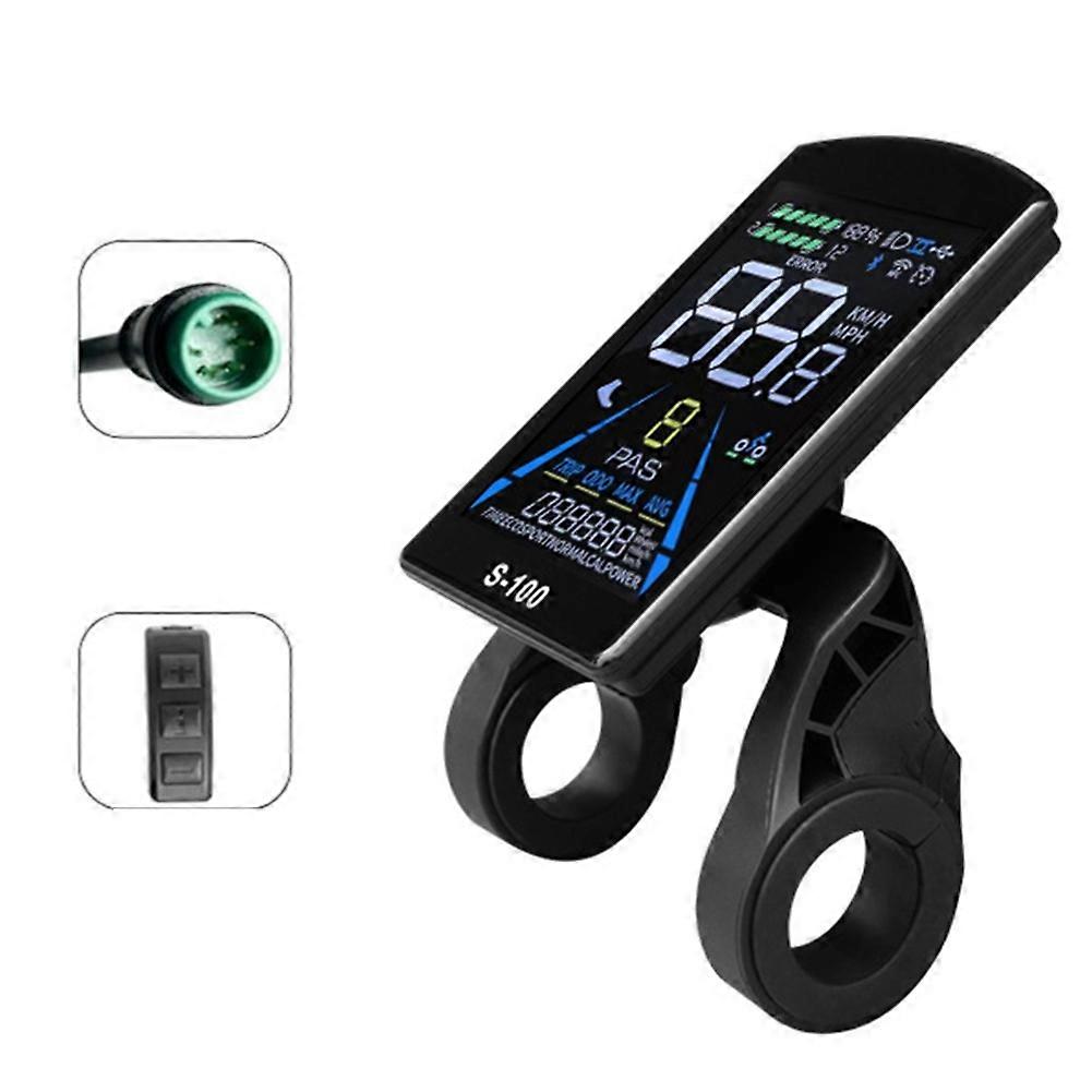 S-100 Lcd-tachometer Für E-bikes, 24v-72v Stromversorgung, Wasserdichter 5-poliger Stecker