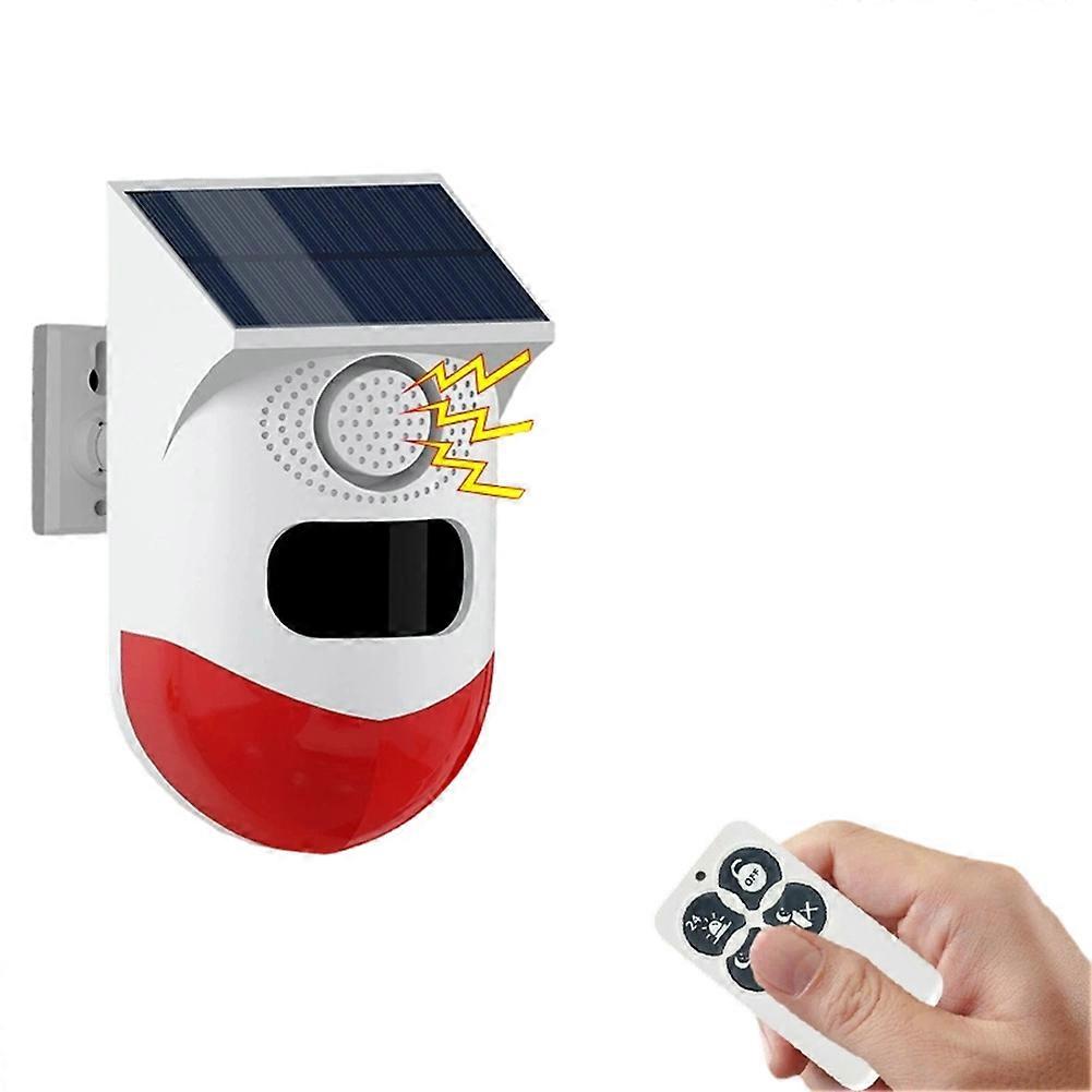 Solarbetriebene Blitzlicht-alarmsirene Mit Bewegungsmelder, Außen-alarmsirene Mit Fernbedienung, Beleuchtete Sicherheitssirene