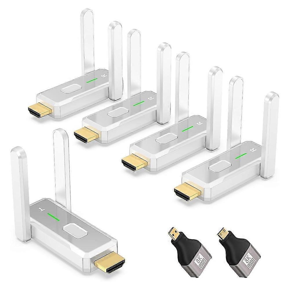 Hdmi-kompatibler Drahtloser Sender Und 4 Empfänger, 150 M Reichweite, 2,4 Ghz + 5 Ghz, Plug & Play, 1080p Hd-audio- Und Videoübertragung