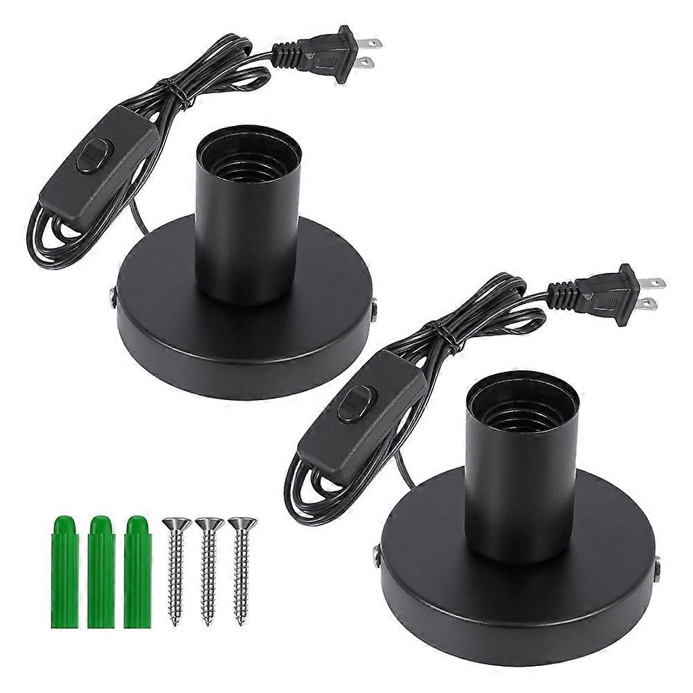 Tischlampenfuß, Kleiner Industrieller Tischlampenfuß (nur Fuß), Einzelne E27-schraubfassung (2er-pack), Amerikanischer Stecker.