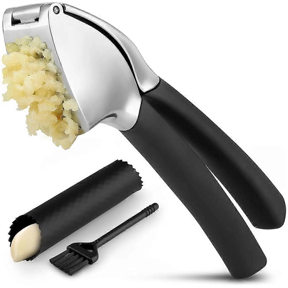 Knoblauchpresse Aus Edelstahl – Professionelles, Rostfreies Und Spülmaschinenfestes Werkzeug Zum Zerkleinern Von Knoblauch, Knoblauchschäler Aus Silikon