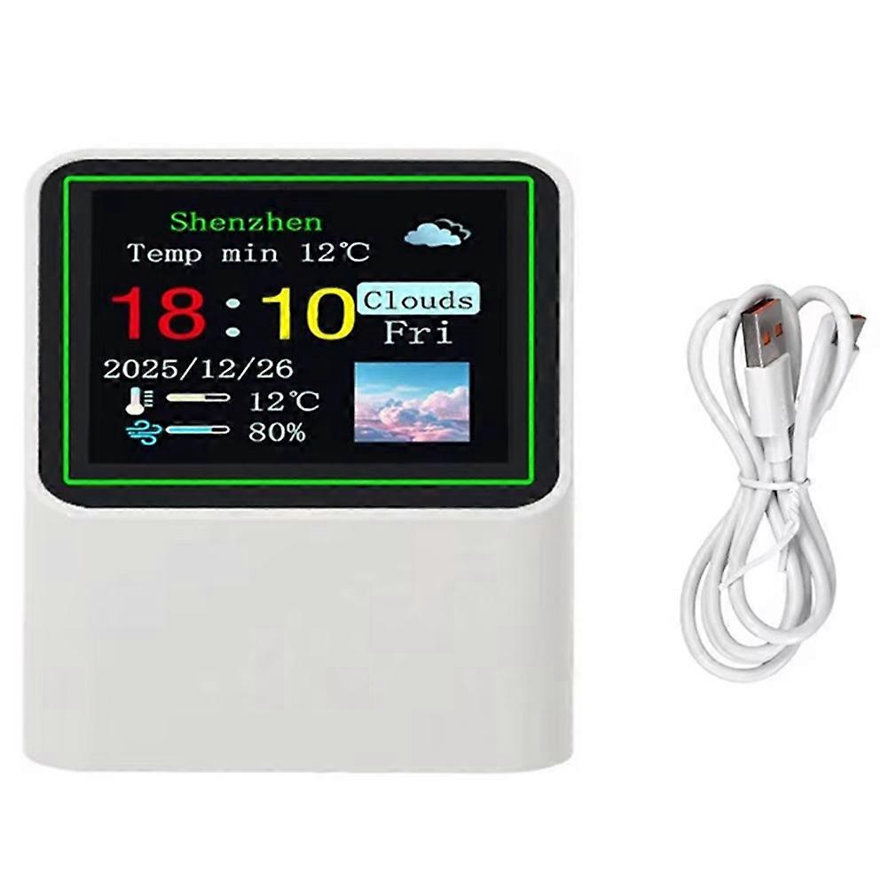Intelligente, Tragbare Wlan-wetterstation Mit Temperatur-, Luftfeuchtigkeits- Und Zeitanzeige, Alarmfunktion Und Tischdekoration Stv08 B