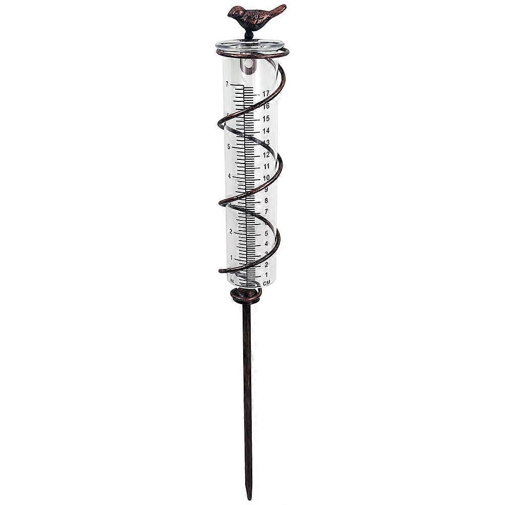 Regenmesser Mit Großem Fassungsvermögen Aus Glas Und Spirale, Vogelförmiger Hängeregenmesser Aus Gusseisen, Gartenregenmesser Mit Metallrahmen