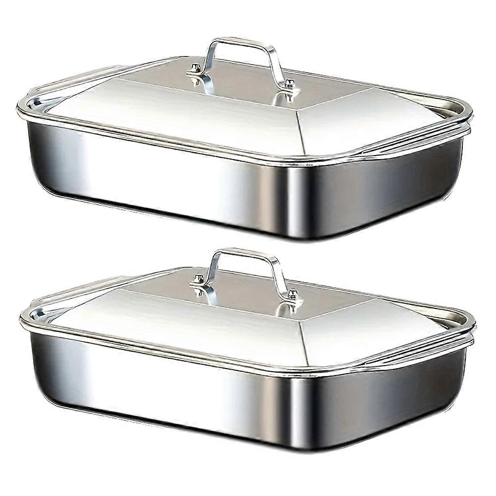 Set Mit 2 Edelstahl-kochformen Mit Deckel – Geeignet Für Fisch, Pasta Und Grillgerichte – Ofen- Und Spülmaschinenfest