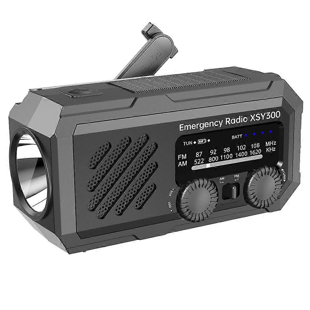 Solarbetriebenes, Handkurbelbetriebenes Notfallradio Mit Led-licht, Tragbarem Am/fm-wetterradio Und Sos-powerbank.