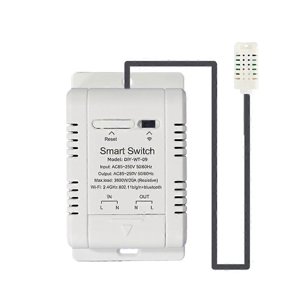 Ewelink 20a Wlan-smart-temperatur- Und Feuchtigkeitsschalter Mit 1-m-sensor, Kompatibel Mit Sprachsteuerung