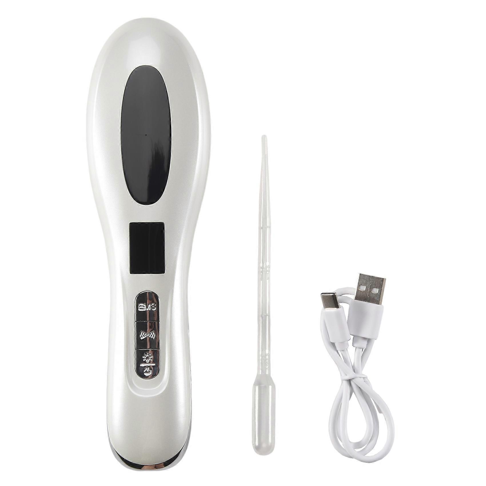 Elektrischer Kopfhautmassagekamm Mit Ems-mikrostrom Für Haarwachstum, Blau- Und Rotlichttherapie, Pflegendes Vibrations-haarmassagegerät