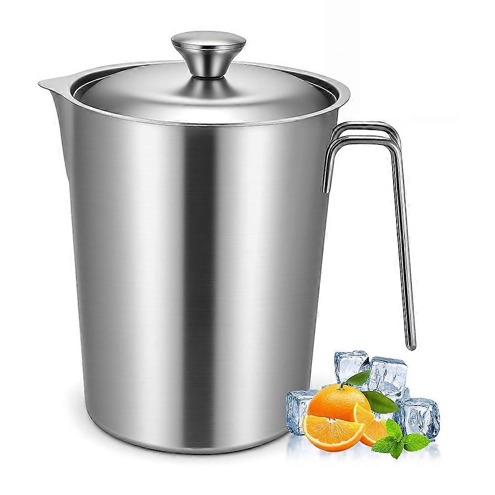 Edelstahlkrug Mit Deckel, 2-liter-messbecher (70 Oz) Mit Skala Und Griff, Weithals-messbecher, Milchkrug