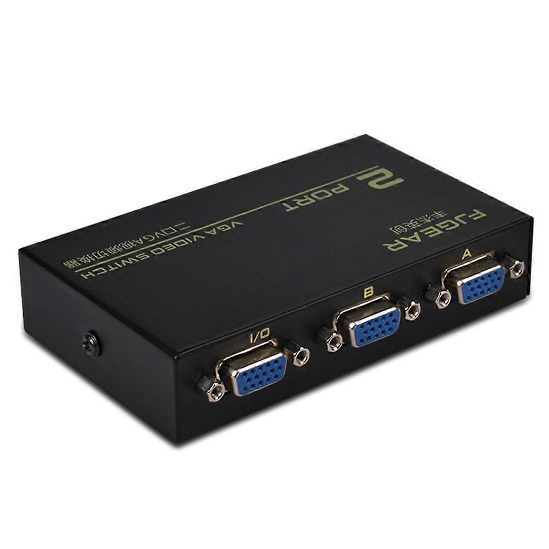 Fjgear Vga-splitterbox 2 Eingänge/1 Ausgang, 2 Anschlüsse, 130 Mhz Bandbreite, Vga-umschalter Für 2 Pcs An 1 Monitor.