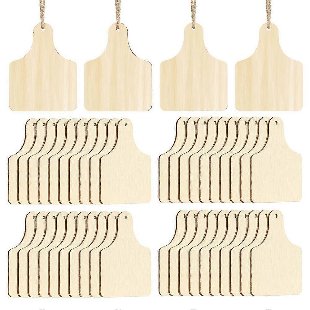 120 Rohe Kuhohr-anhänger Aus Holz Zum Aufhängen Mit Schnüren, Für Weihnachtsdekorationen Und Bastelarbeiten.
