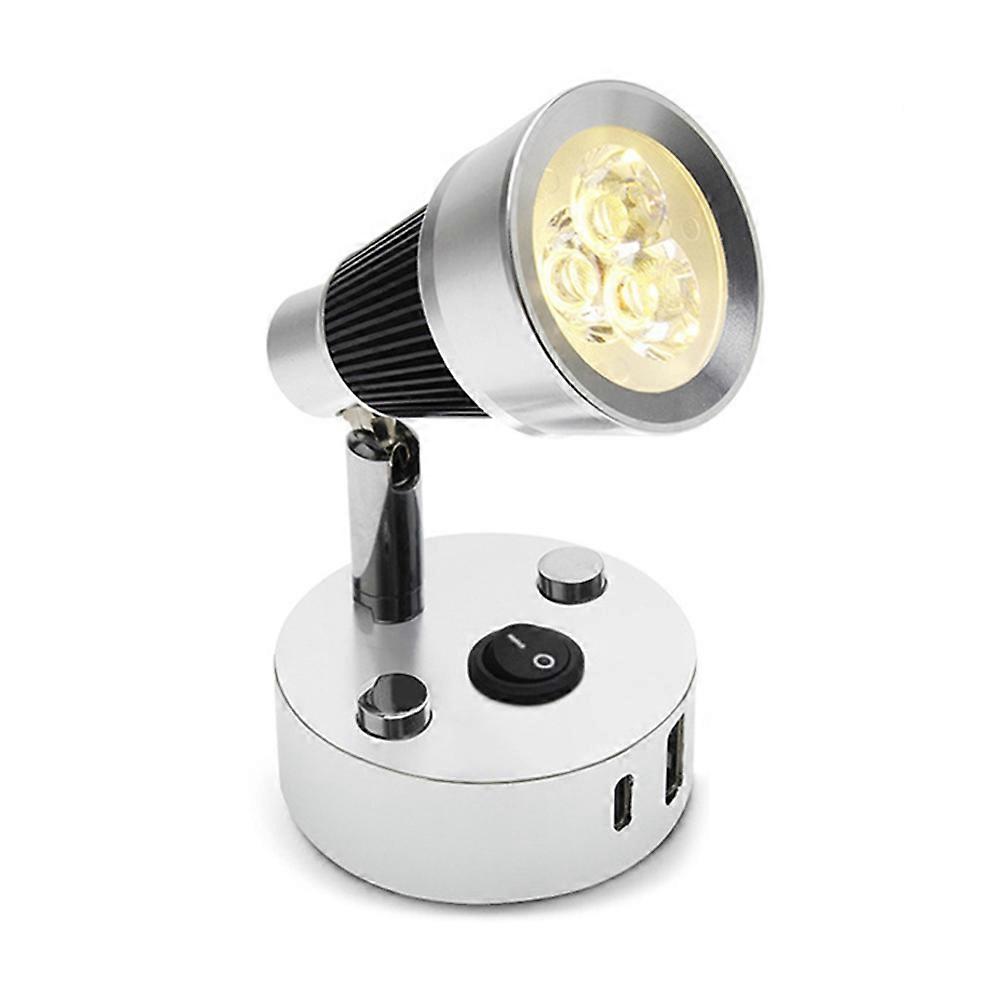 12v Led-wandleuchte Für Vielseitige Innenbeleuchtung, Farbe Schwarz Und Silber, Mit Usb-a- Und Usb-c-anschlüssen, Farbtemperatur 6000-6500k.