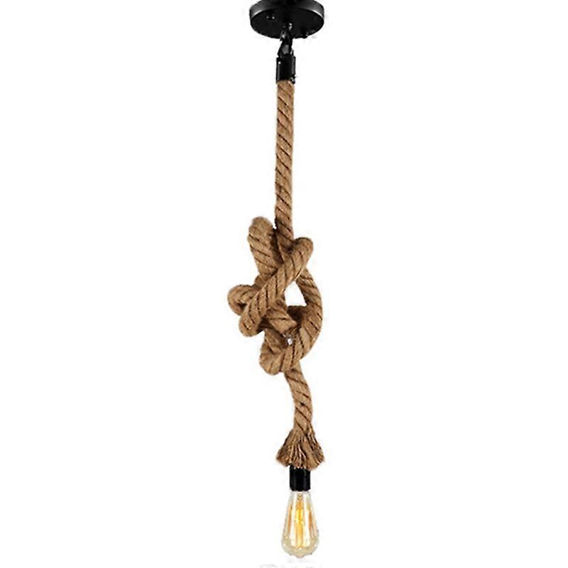 Retro-hängeleuchte Aus Juteseil Im Vintage-industrie-loft-stil, Lang, Einflammig, Aus Rattan, Mit Led-leuchtmitteln – 100 Cm