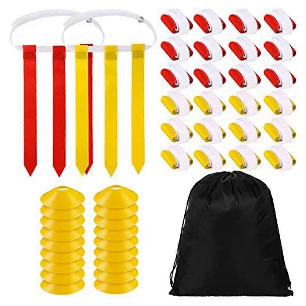 24-teiliges Flag-football-set Für Jugendliche, Bestehend Aus 24 Gürteln, 72 Flaggen, 18 Hütchen Und Einer Tragetasche. Ideal Für Das Training Von Teenagern.