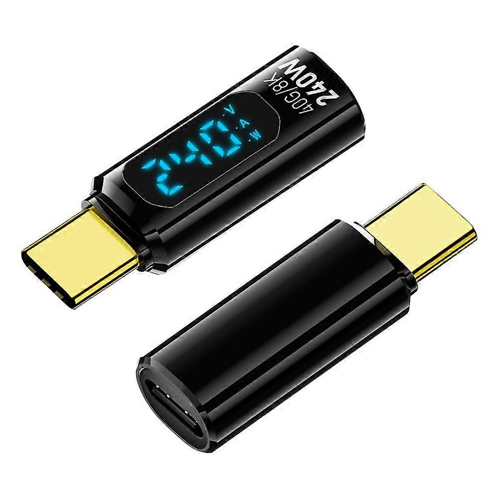 Packung Mit 2 Usb-c-adaptern Mit Digitalanzeige, Pd 240 W, Usb-c-stecker Auf Buchse, Led-anzeige Für Spannung Und Stromstärke.