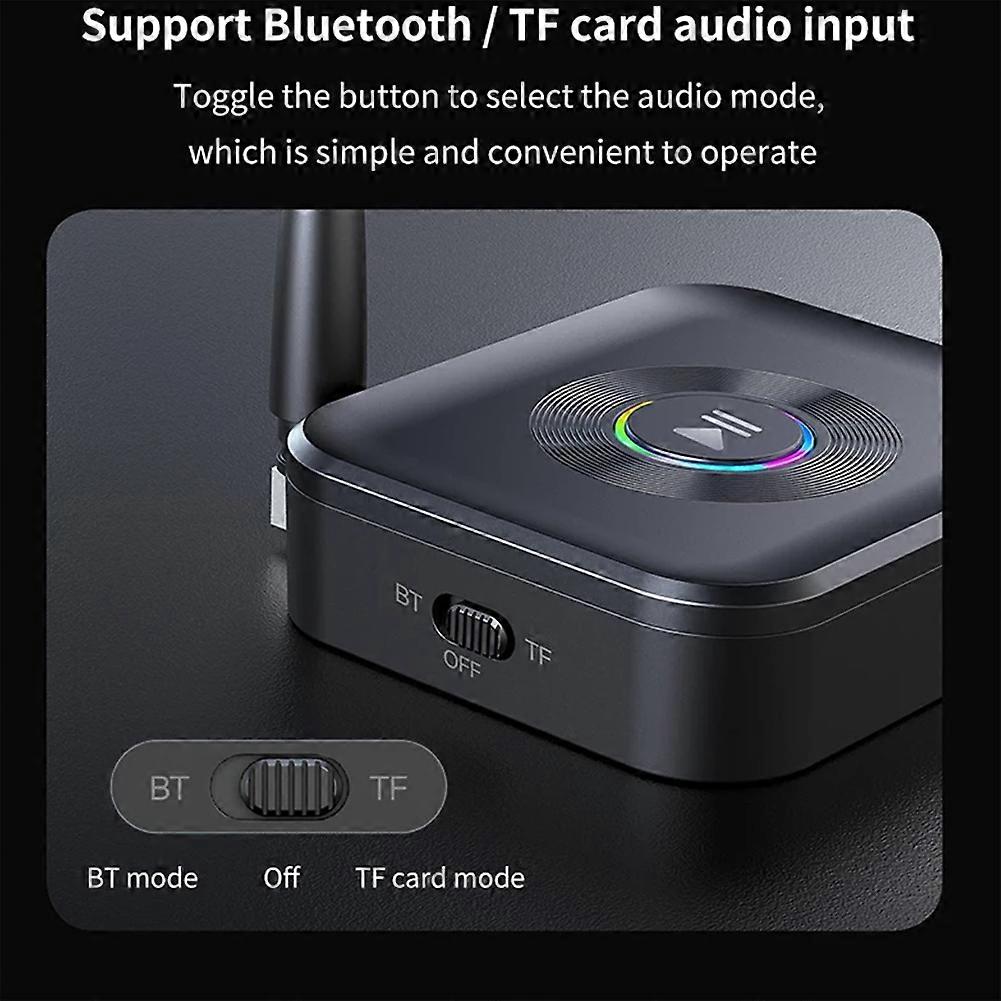 Kabelloser Audioempfänger Mit Farbbeleuchtung, Stereo-adapter Für Kopfhörer/lautsprecher Mit 3,5-mm-klinkenstecker, Kompatibel Mit Pc Und Tf-karte.