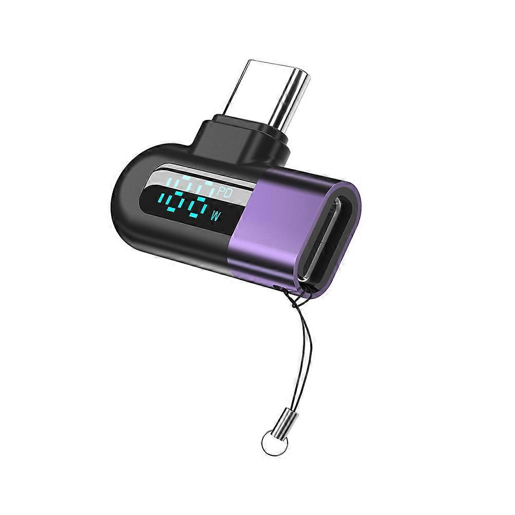 Elough 6a Otg-adapter Mit Digitalanzeige, Usb-c Auf Usb-c Für 120-w-schnellladung, Usb-c-kabel, Usb-2.0-anschluss, Lila