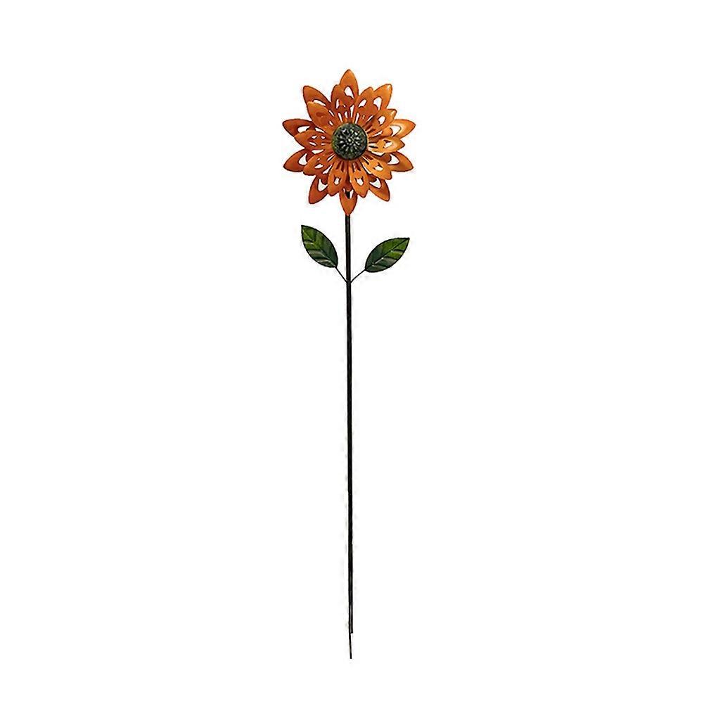 Metallene Sonnenblumen-wetterfahne Mit Erdspieß, Kinetische Windmühlen-skulptur Für Gartenornamente Und Außendekorationen