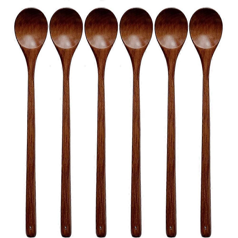 Set Aus 6 Hölzernen Küchenlöffeln, 33 Cm Lange Holzlöffel Zum Rühren, Kochen Und Servieren, Küchenutensilien